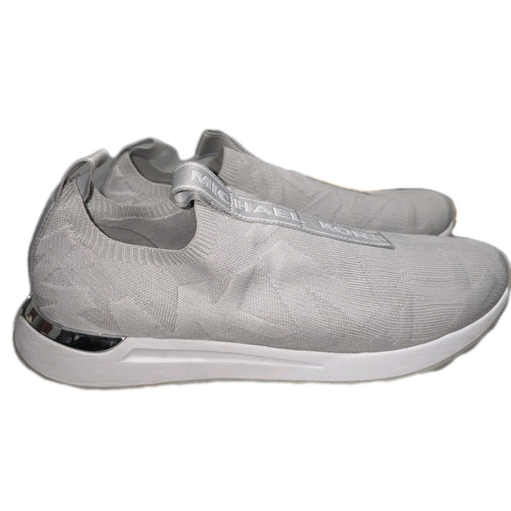 👟 Michael Kors Women's Slip-On Sneakers – Light Gray‎ Knit, Size 10M ✨